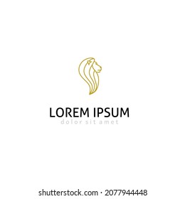 lion head logo line, luxury lion line art vector,