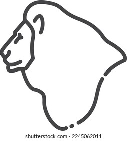 Logo de la cabeza de león. Icono de animal safari lineal
