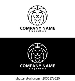 logotipo de cabeza de león hecho con el estilo de diseño del logo de monoline