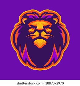 LION HEAD LOGO MASCOT COLORFUL