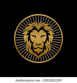Diseño de mascota con logotipo de cabeza de león. Logotipo de León de Lujo. Ilustración vectorial del logotipo del escudo de armas
