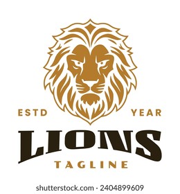 lion head logo mascot design, Lion head vector illustration