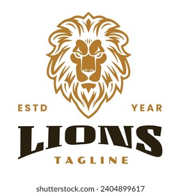 lion head logo mascot design, Lion head vector illustration