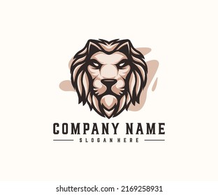 lion head logo mascot illustration.