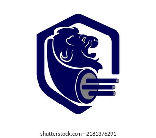 Logo-Logokabel mit Löwenkopf umkreist