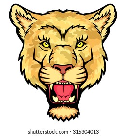 A Lion head logo. Perfect for paintball mascot in a military style. This is vector illustration ideal for a mascot and tattoo or T-shirt graphic.