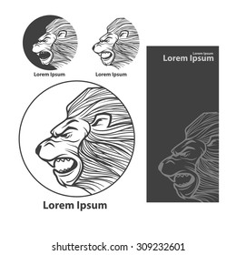 lion head logo, profile view, for sport team, emblem, design elements and templates