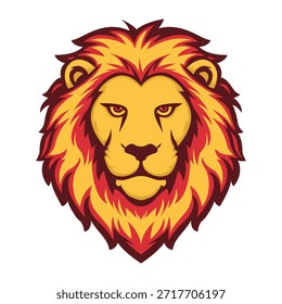 Logo de cabeza de león con melena roja. Cabeza de tigre para logotipos, mascotas, Equipos, empresas y diseño.