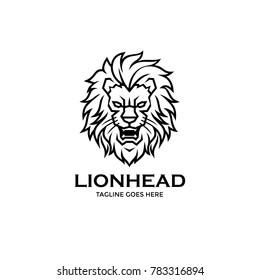 Lion Head Logo - Lion Roar Line Vector
