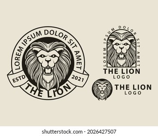 lion head logo set bundles vintage design