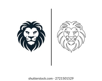 Logo de cabeza de león Set Mascota creativa, emblema y Vector de identidad de marca