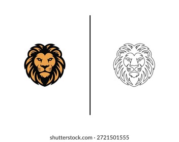 Logo de cabeza de león Set Mascota creativa, emblema y Vector de identidad de marca