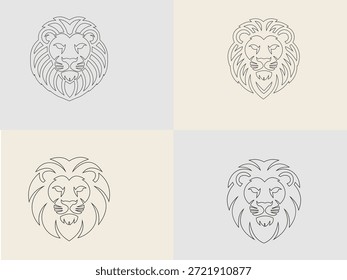 Conjunto de logotipos de cabeza de león Minimal, moderno Vector de mascota y emblema