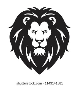 Lion Head Logo, Sign, Vector Black and White Design