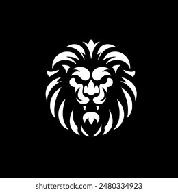 Lion Head Logo Silhouette Black and White