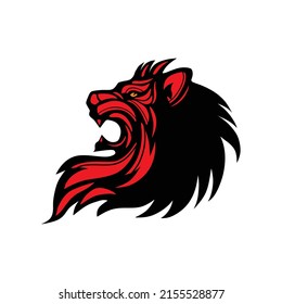 lion head logo, silhouette of great lion face, vector illustrations