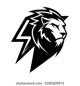 Lion head logo  silhouette lightning bolt lion vector logo design power of lion angry lion logo 