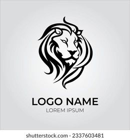 Lion Head logo silhouette style simple elegant