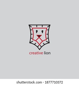 logotipo de cabeza de león diseño de esquema simple ilustración vectorial