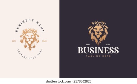 Lion head logo with strong fierce face