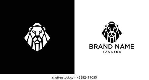 lion head logo with symmetrical minimalist style