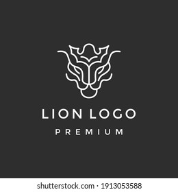 diseño de la plantilla del logotipo de la cabeza de león en forma de contorno. Ilustración vectorial.