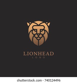 Lion head logo template design. Vector illustration.