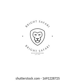 Cabeza de león. Plantilla de logotipo. Estilo de esquema. León aislado con fondo blanco