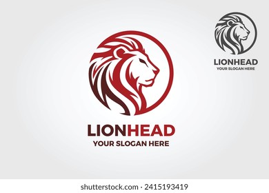Lion head logo template suitable for businesses and product names. Element for the brand identity, vector illustration. 