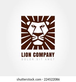 Lion head logo template, symbol of strength, power, guard and security. Abstract design concept for business. Vector illustration.