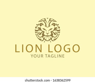 Lion head logo template. Vector illustration