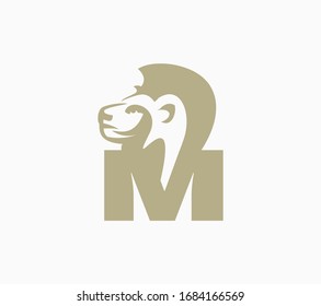 lion head logo template vector icon letter capital M.