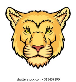 A Lion head logo. This is vector illustration ideal for a mascot and tattoo or T-shirt graphic.