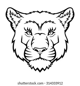 A Lion head logo. This is vector illustration ideal for a mascot and tattoo or T-shirt graphic.