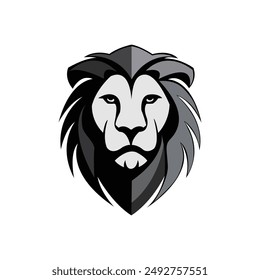 Lion head logo vector art. mascot vector illustration design inspiration. Tattoo style lion face vector illustration template black and white. Isolated on white background.
