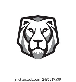 Lion head logo vector art. mascot vector illustration design inspiration. Tattoo style lion face vector illustration template black and white. Isolated on white background.