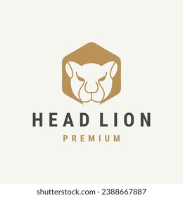 lion head logo vector design template in isolated white background