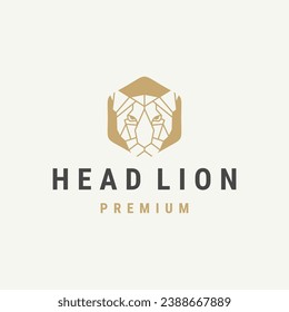 lion head logo vector design template in isolated white background