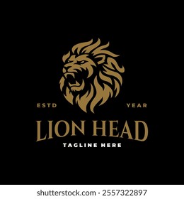 Lion head logo vector design. Lion logo line art vector icon. Vintage hipster lion head emblem logo design