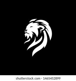 lion head logo vector icon illustration on black background