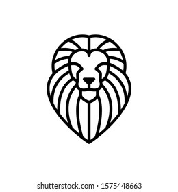 lion head logo vector icon illustration line outline monoline