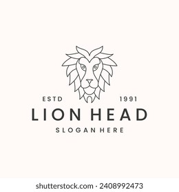 Lion head logo vector icon illustration hipster vintage retro