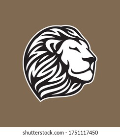 Lion Head logo, Vector Illustration, simple flat style for your company logo
