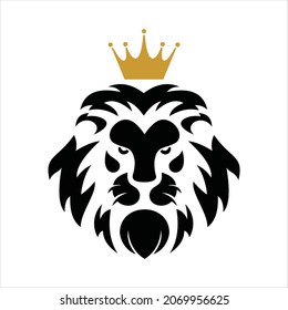 Ilustración vectorial del logotipo de la cabeza de león. Plantilla de logotipo de King Lion