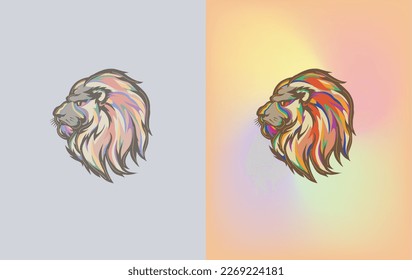 ilustración vectorial del logotipo de la cabeza del león. colorida cara de león.