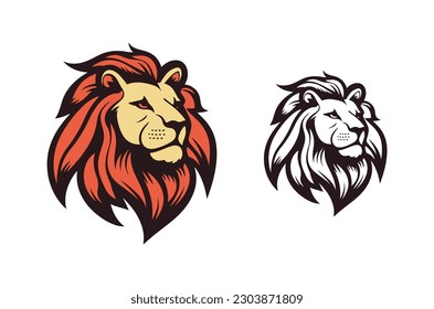 Plantilla de estilo de tatuaje de ilustración vectorial de la cabeza de león