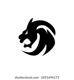 Lion head logo vector illustration, emblem design.	
