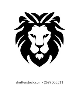 Lion head logo vector illustration, emblem design.	
