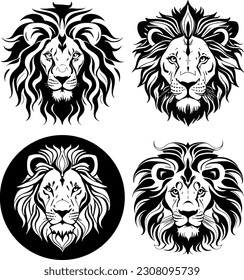 lion head logo vector stencil set