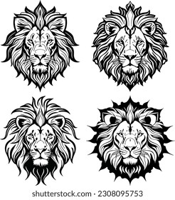 lion head logo vector stencil set